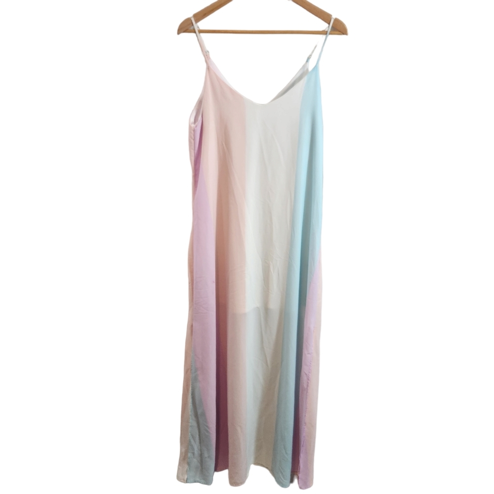 Colorblock Sleeveless Pastel Flowy Fairycore Maxi Dress Whimsical